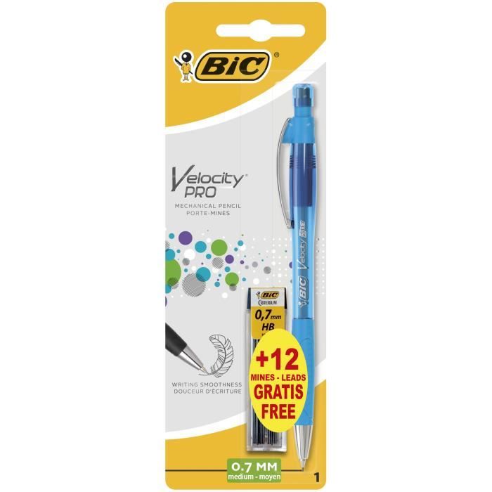 BIC® - Porte-mines rechargeable 0,7 HB Velocity® - Format spécial 1 +12 mines HB gratuites