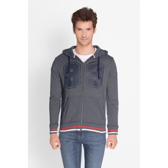 CAMPS Sweat à Capuche Zippé - Homme - Bleu et Gris