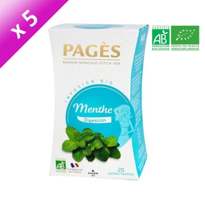 PAGES Lot de 5 Infusions Menthe Bio