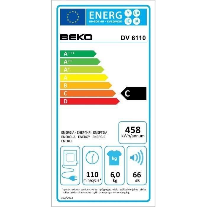 Sèche-Linge 6Kgs  DV6110 - Evacuation - Classe4
