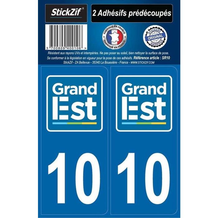 STICKZIF 2 Autocollants Région Département 10 SR10