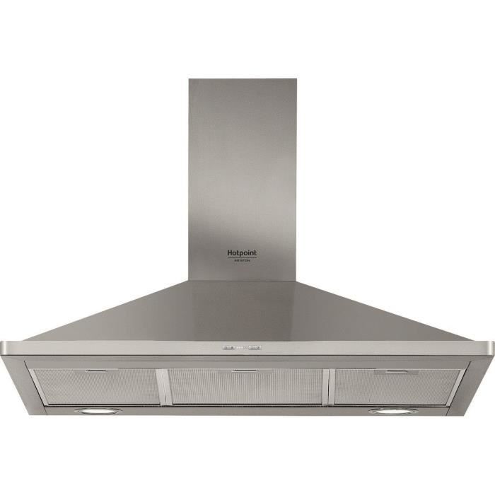 HOTPOINT HHPN9.7FLBX - Hotte décorative - L 90 cm - B - Débit d'air max 464 m3 / h - intensif 757 m3 / h - 72 dB max - Inox