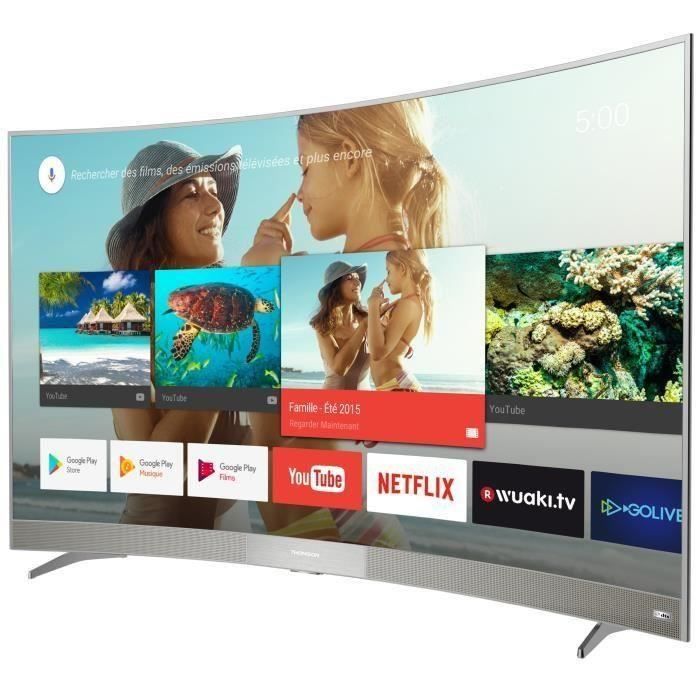 THOMSON 65US6106 TV LED 4K UHD 165 cm (65'') - Ecran incurvé - Android TV - Barre de son intégrée - 3 x HDMI - Classe énergétique A+