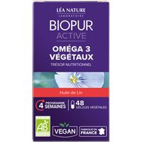 COMPLÉMENT EN MINÉRAUX BIOPUR Gélules végétales - Oméga 3 active - 48 gél COMPLÉMENT EN MINÉRAUX BIOPUR Gélules végétales - Oméga 3 active - 48 gél