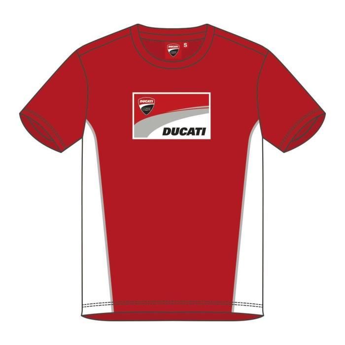 GP MOTORS T-Shirt Ducati Contrast Sides - Homme - Blanc et Rouge