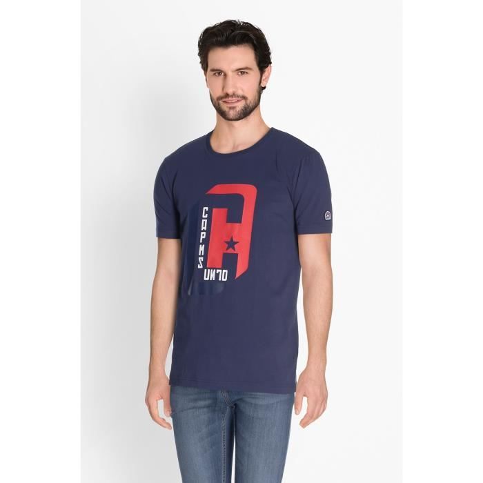 CAMPS T-shirt Manches Courtes - Homme - Bleu et Rouge