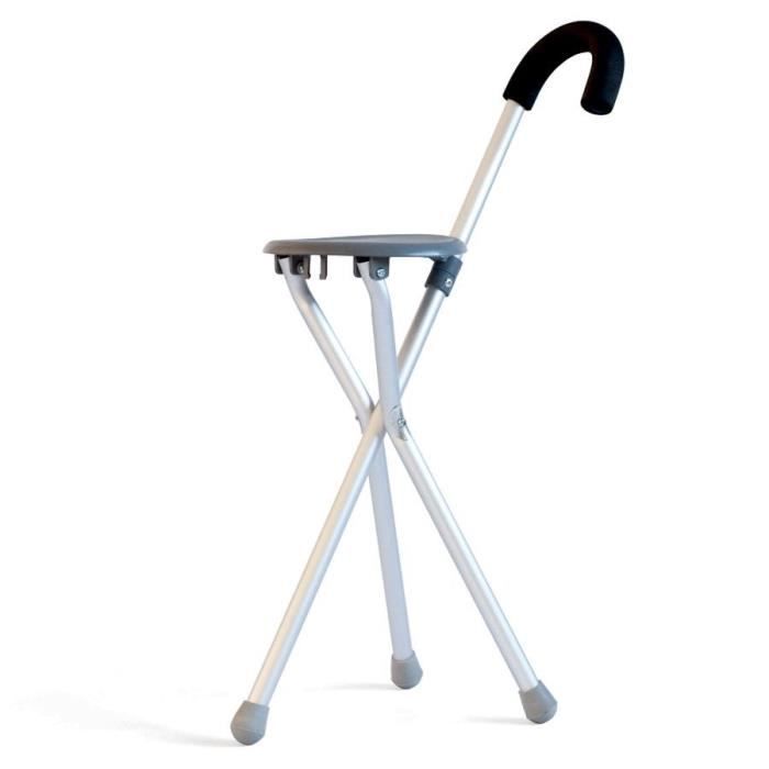 MILL'O SANTE Canne siège dépliante - Aluminium léger - Hauteur poignée : 86 cm - Hauteur assise : 50 cm