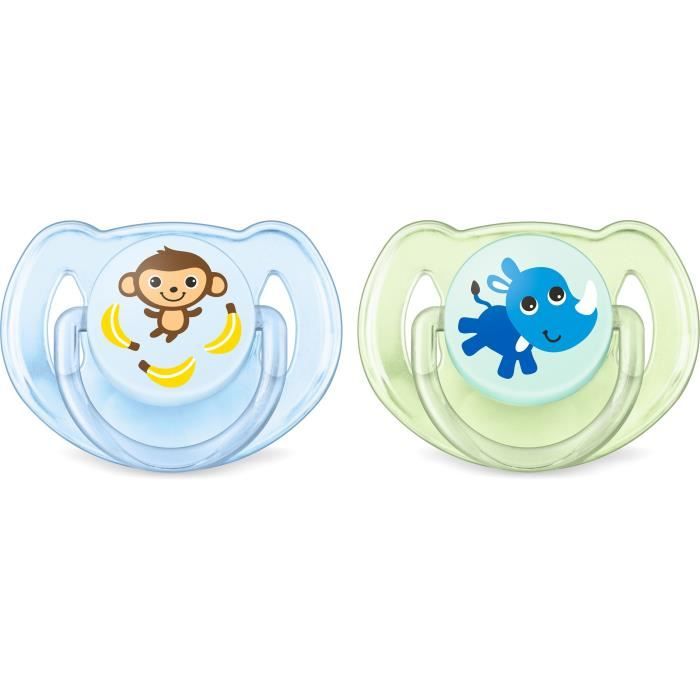 PHILIPS AVENT SCF169/27 Lot de 2 - Sucettes aventures - 6/18 mois - Bleu/Vert