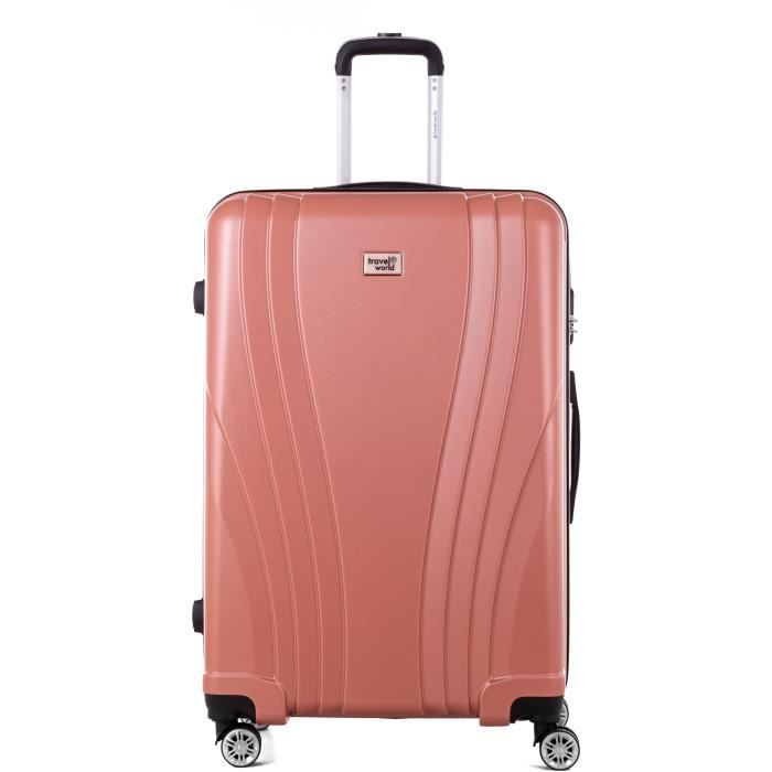 TRAVEL WORLD Trolley Case XXL 80cm avec 4 roues Or Rose