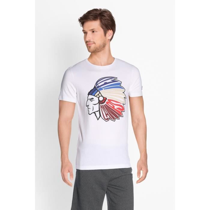 CAMPS T-shirt Manches Courtes - Homme - Blanc et Rouge