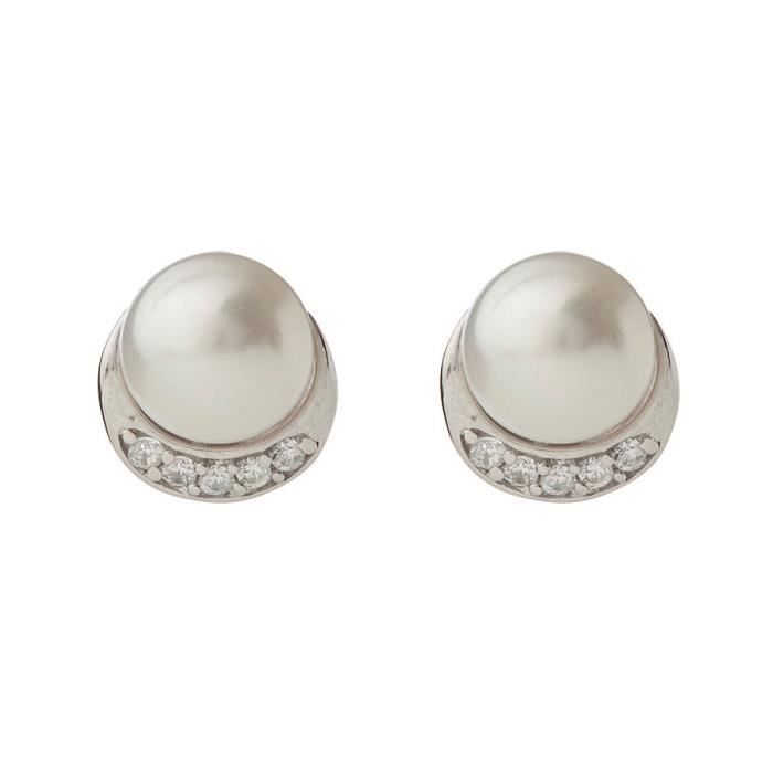 NACRE DE PERLE Boucles Oreilles Argent 925°