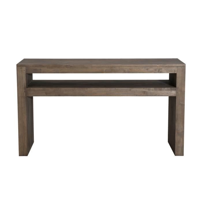 Console style contemporain en bois hévéa massif gris tabac - L 150 cm