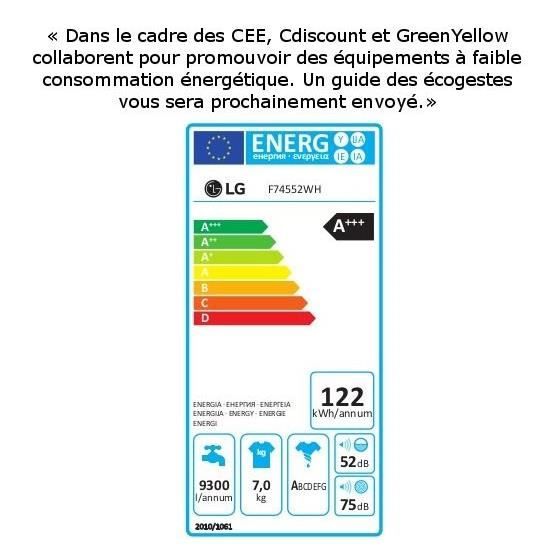  F74552WH Lave linge frontal - 7kg - 1400 trs2