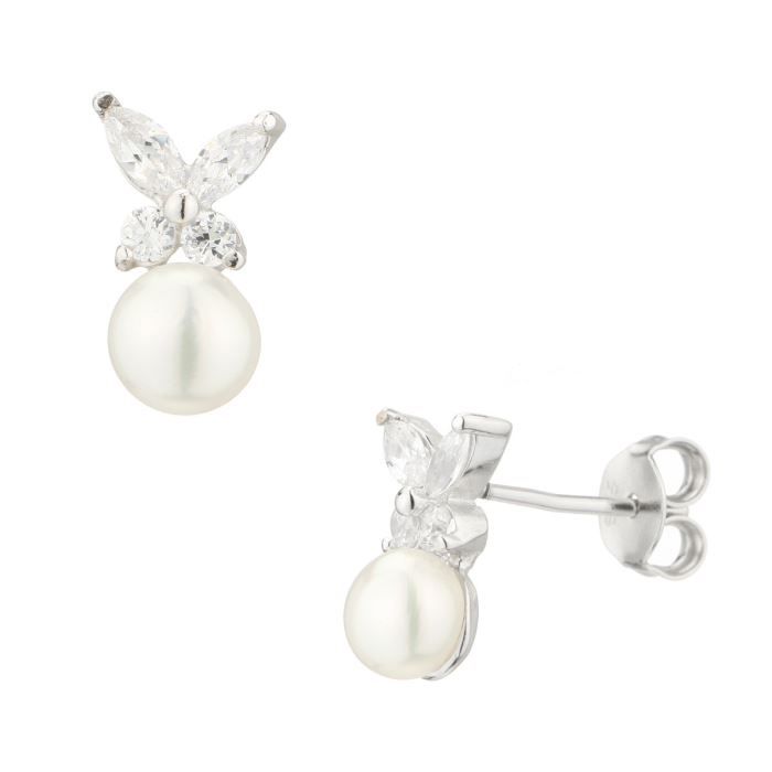 NACRE DE PERLE Boucles Oreilles Argent 925°