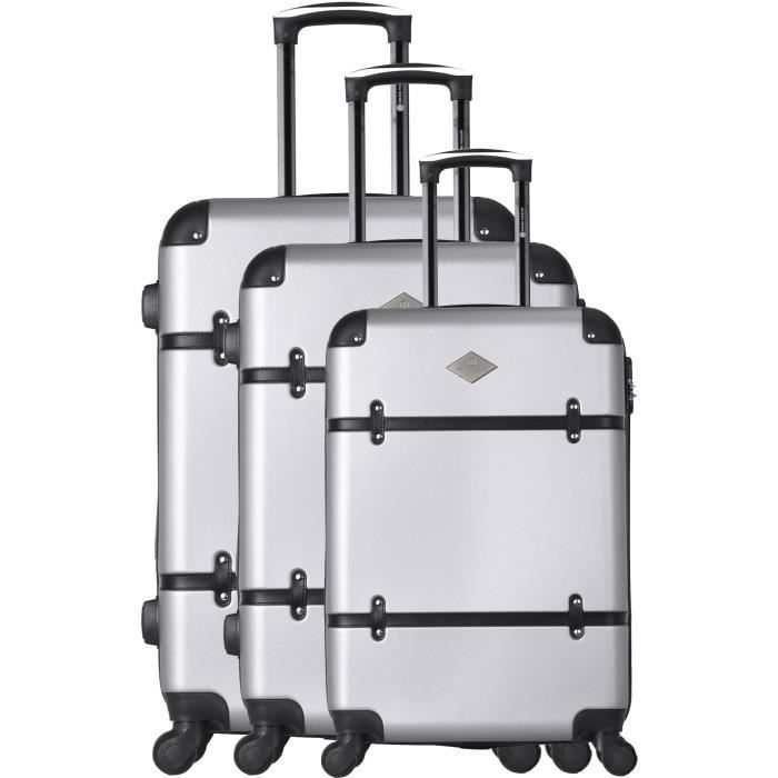 GERARD PASQUIER Set de 3 Valises marguerite Gris