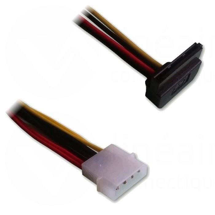 Adaptateur alimentation Molex / SATA coudé 0,15 m