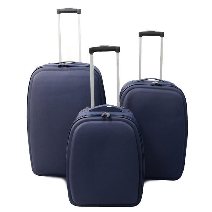 KINSTON Set de 3 Valises Tallinn - Textile renforcé - Bleu foncé