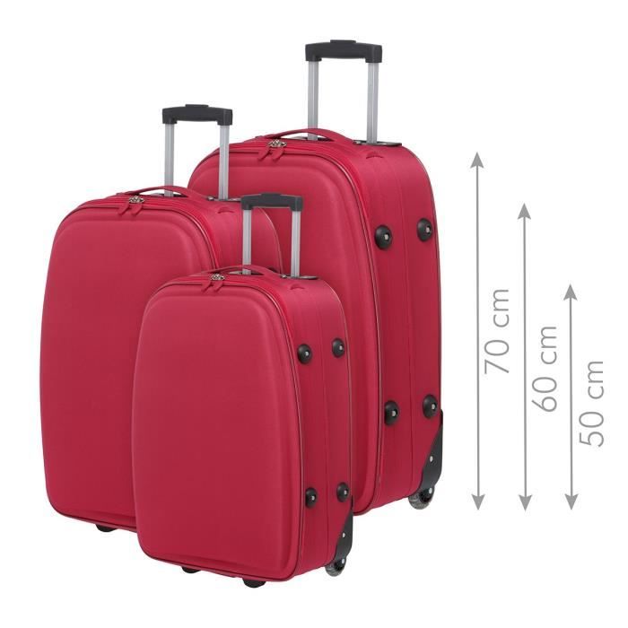 KINSTON Set de 3 Valises Tallinn - Textile renforcé - Rouge