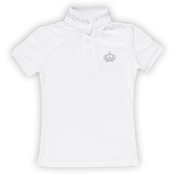 EQUI-THEME Polo de concours d'équitation couronne - manches courtes - blanc - enfant