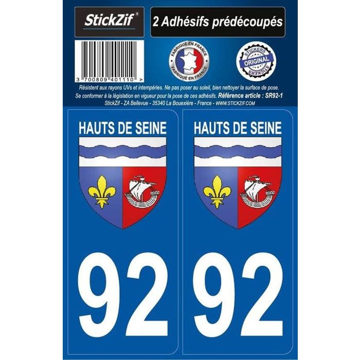 STICKZIF 2 Autocollants Région Département 92 Version 2 SR92-1