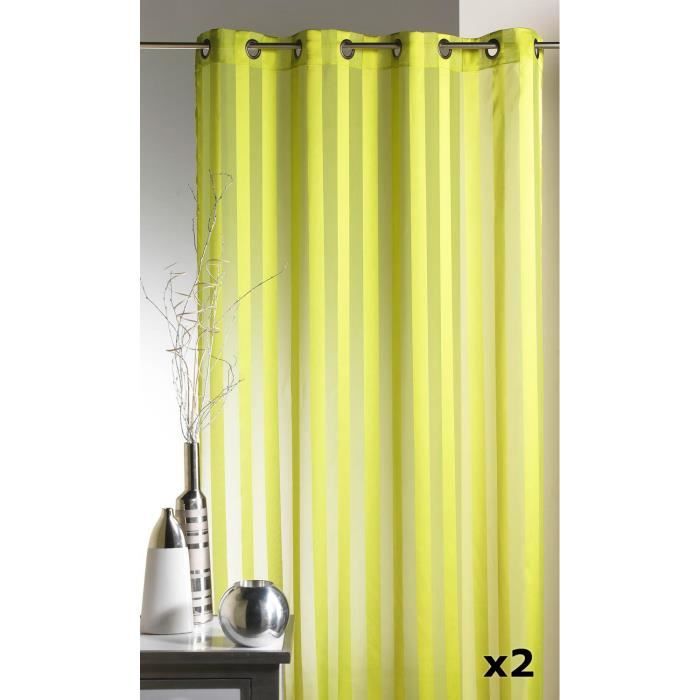 Paire de voilages rayés FRUITE ANIS 140x250cm