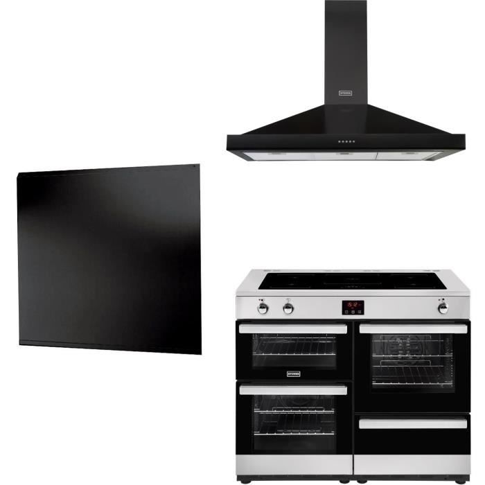 STOVES - Cuisinière table de cuission induction + hotte pyramidale + crédence