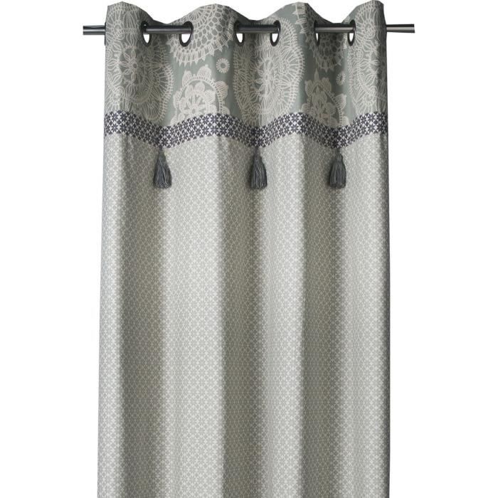 DEKOANDCO Rideau Dentelle - 135x250 cm - Imprimé gris