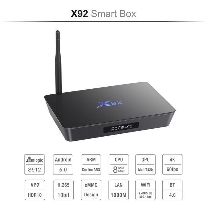 3GB+32GB X92 Amlogic S912 Android 6.0 TV Box Octa2