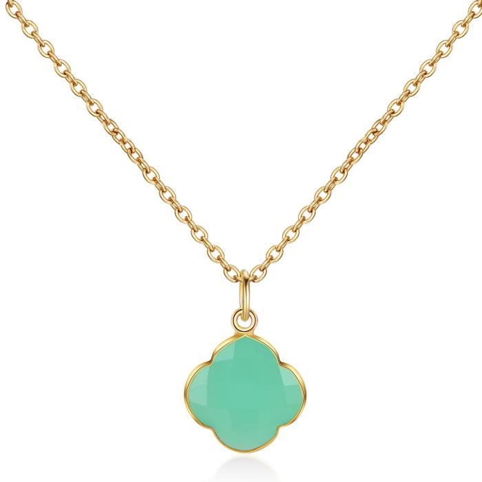 CAPUCINE Collier plaqué or/Calcédoine Aqua
