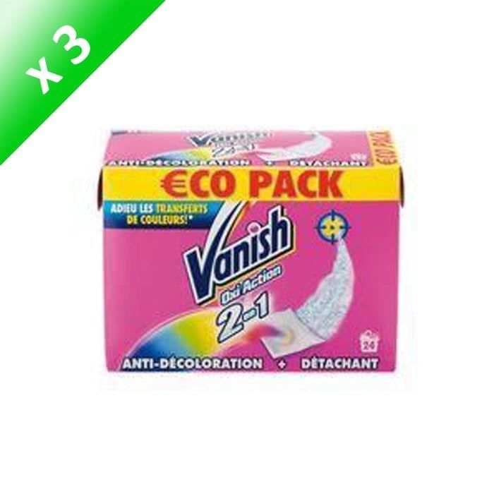 VANISH Détachant anti-décoloration 2 en 1 - Oxiaction - 24 magnets - 720 g - Lot de 3