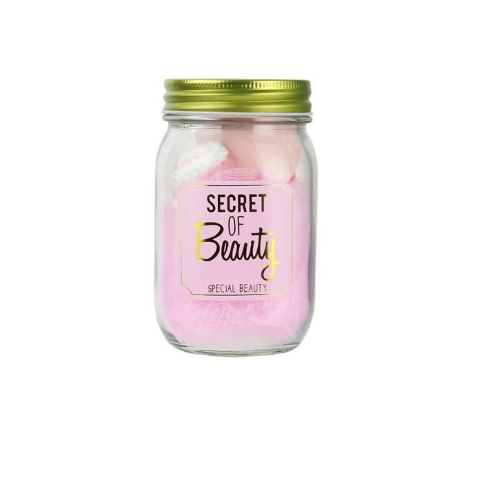 COSMETIC CLUB Coffret nettoyage en bocal Mason Jar Beauté - 3 pièces - Rose