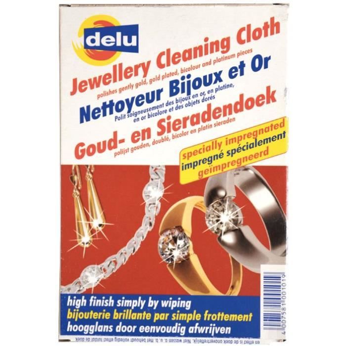 DELU Chamoisette imprégnée nettoyage bijoux et or - 35 x 28 cm