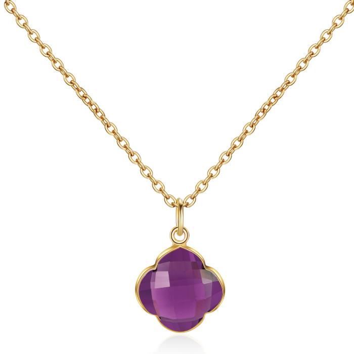 CAPUCINE Collier plaqué or/Quartz Améthyste