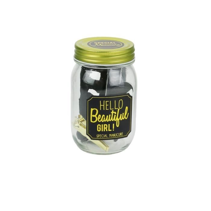 COSMETIC CLUB Coffret manucure Mason Jar Beauté - 6 pièces - Noir