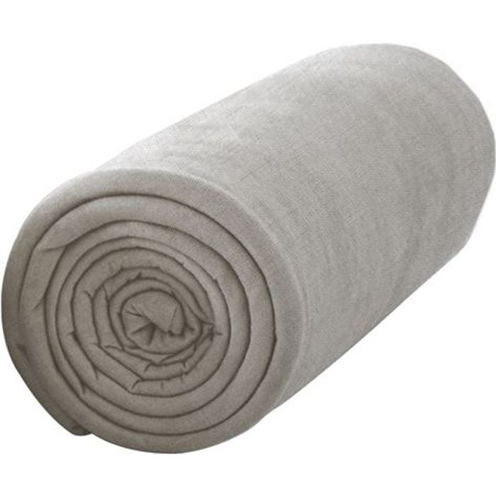TODAY Drap housse jersey 100% coton - 140x190 cm - Mastic