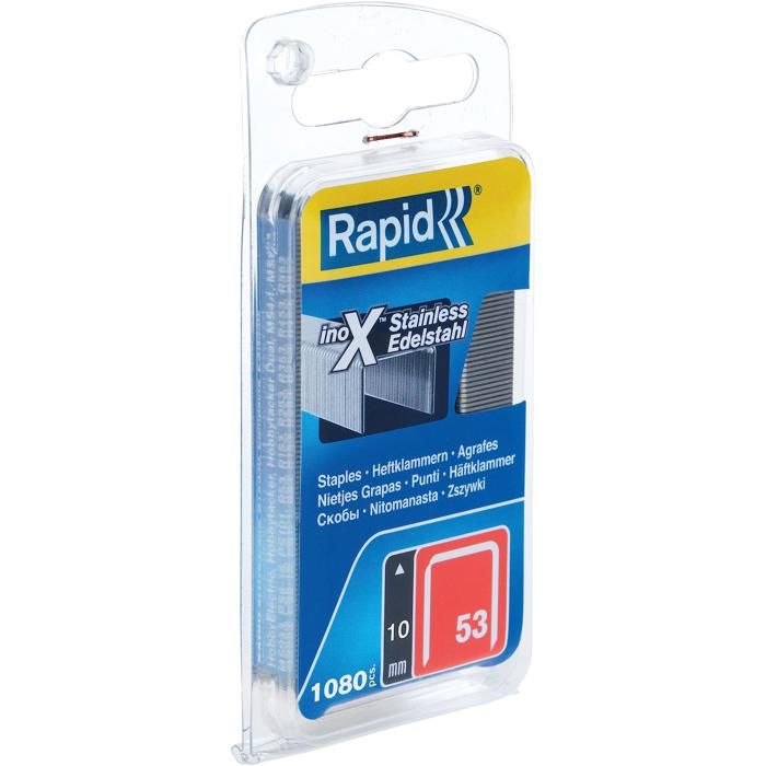 RAPID 40109511, Agrafes acier inoxydable - Fil fin - N°53/10 mm - 1080 pièces, Pour le textile et la décoration, Haute performance
