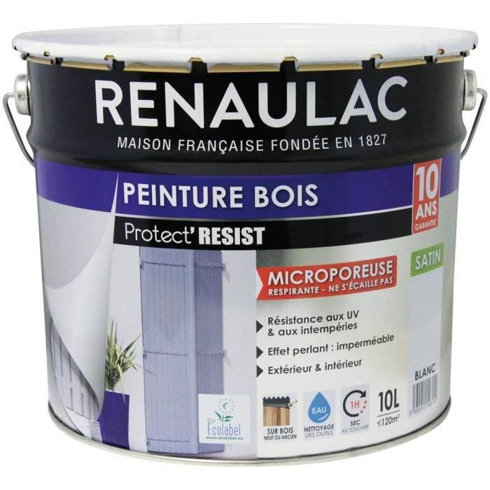 Renaulac Peinture Bois Blanc Garantie 10 Ans 10l 120m² Pôt