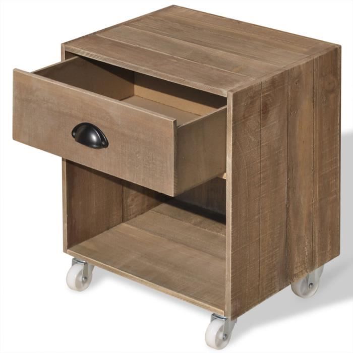 vidaxl table de chevet bois massif marron - achat / vente chevet