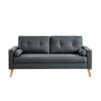 CANAPÉ - SOFA - DIVAN IBRA Canapé droit fixe 3 places - Gris anthracite CANAPÉ - SOFA - DIVAN IBRA Canapé droit fixe 3 places - Gris anthracite