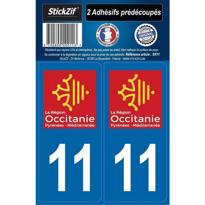 STICKZIF 2 Autocollants Région Département 11 SR11