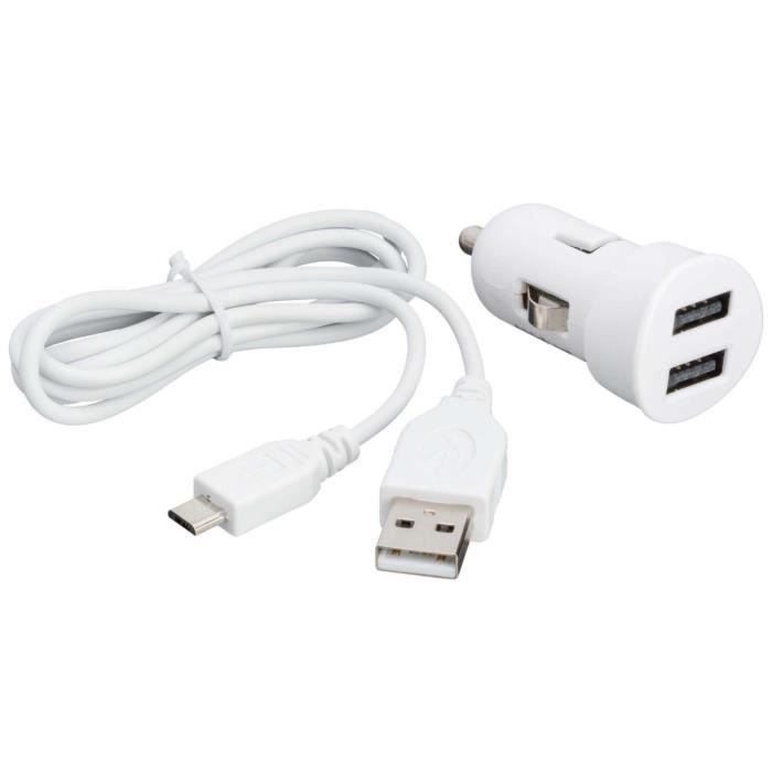 Blueway MINICAC2AMICWBB BBC mini chargeur allume-cigare pour Smartphone USB 2A - Blanc