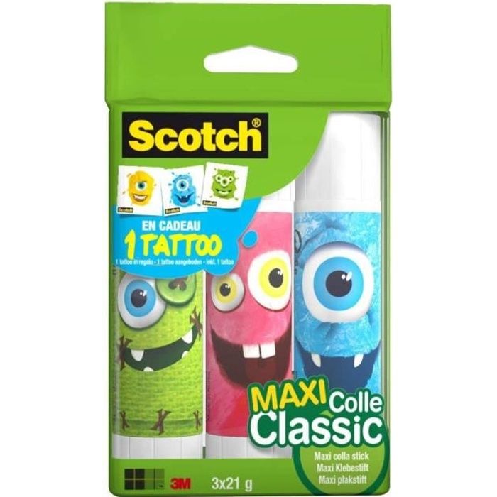 SCOTCH - Lot de 3 bâtons de colle Collection Monstres - 21 g