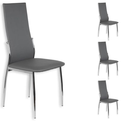 Lot De 4 Chaises De Salle à Manger Doris Piètement Chromé Revêtement