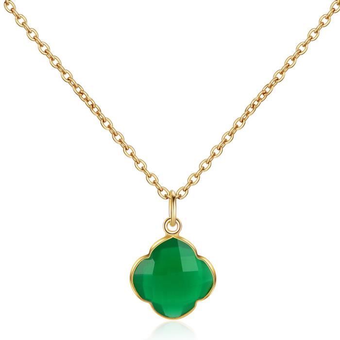 CAPUCINE Collier plaqué or/Onyx Vert