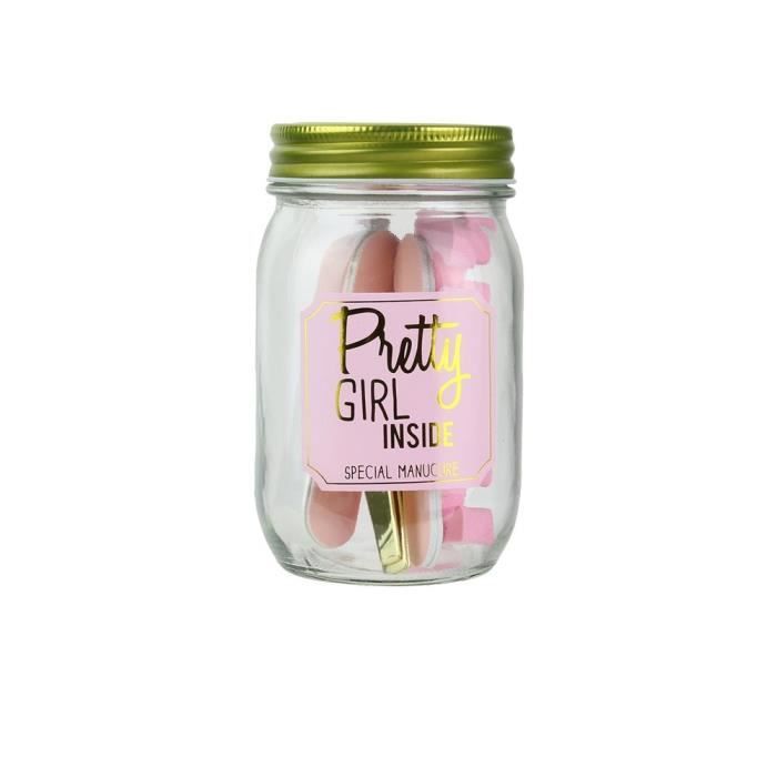 COSMETIC CLUB Coffret manucure en bocal Mason Jar Beauté - 6 pièces - Rose