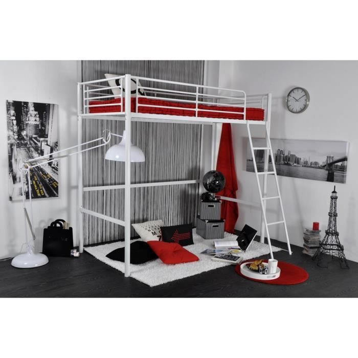 lit mezzanine metal blanc