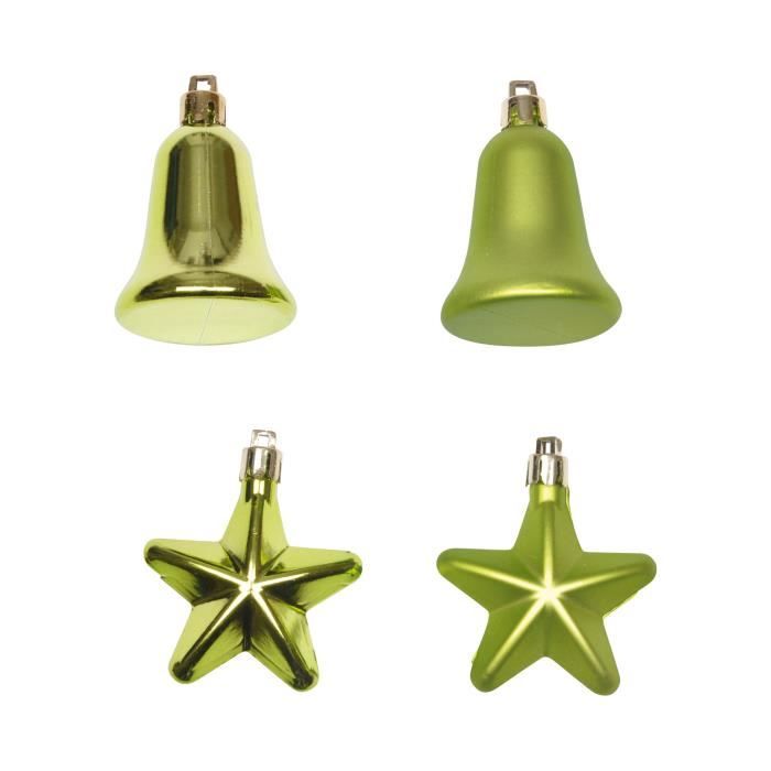 Lot de 5 Etoiles et 3 Cloches de Noël Vert clair