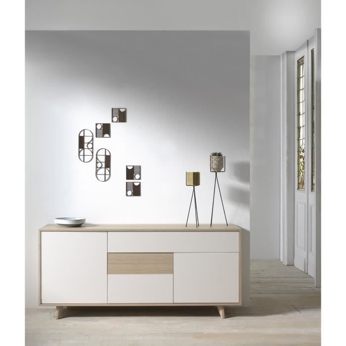 STINA Enfilade scandinave mélaminée et décor synchrone structuré - L 180 cm