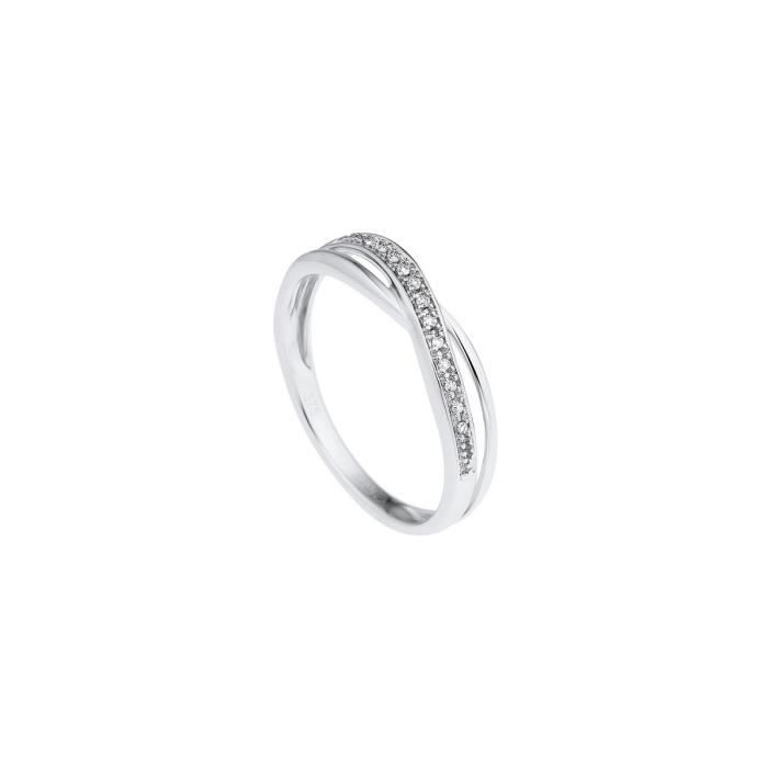 DIAMOND LANE Bague Demie-Alliance Or Blanc 375° et Diamants Femme