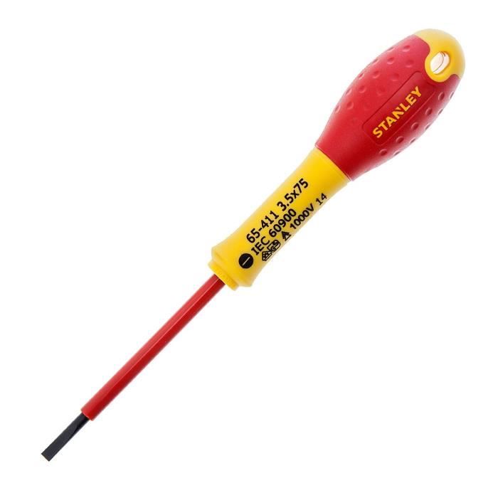 STANLEY Tournevis isolé Fatmax fendu 3,5 x 75 mm rouge